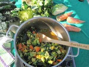 Celery Root Stir Steam PAN at Farmer's Market Table